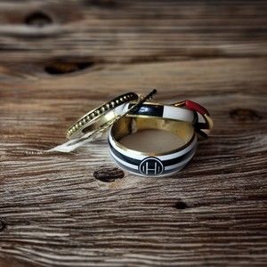 Chelsea Initial Bangle Set, Enamel Goldtone